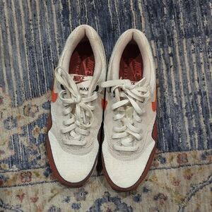Nike Air Max 1 Sail Mars Stone. White and Orange Sneakers